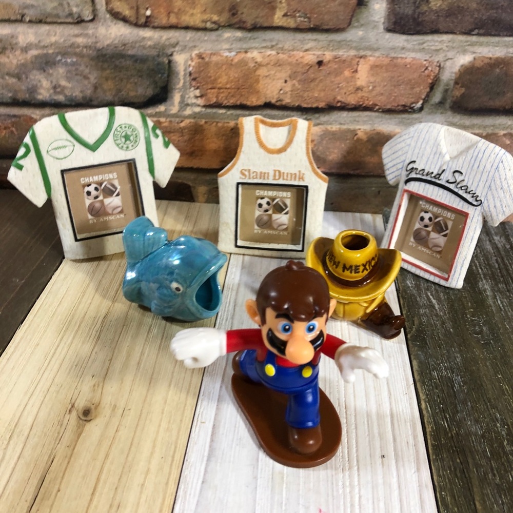 Lot Of 6 Items.3 PhotoFrame 4”.Fish, A Toy &Cowboy